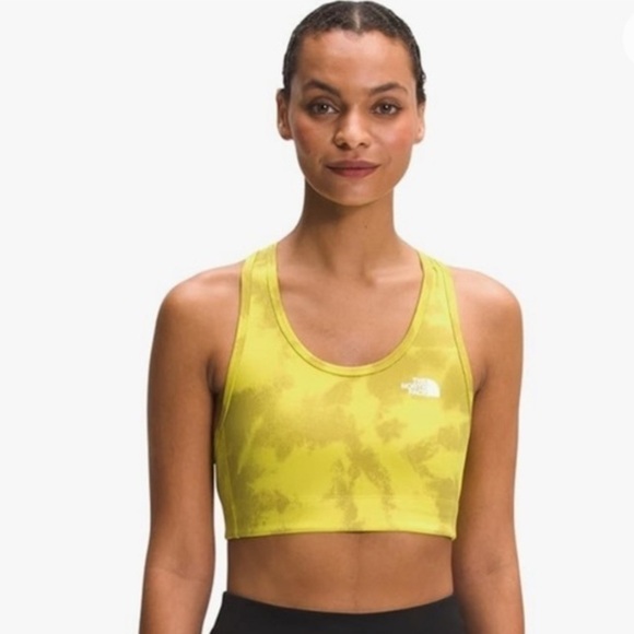 The North Face Printed Motivation Sports Bra, Acid Yellow Retro Dye Print, Small - Picture 2 of 8